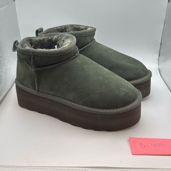CUSHIONAIRE Hippy Women’s Platform Ankle Boots SIZE 6.5 WIDE OLIVE - Picture 1 of 7